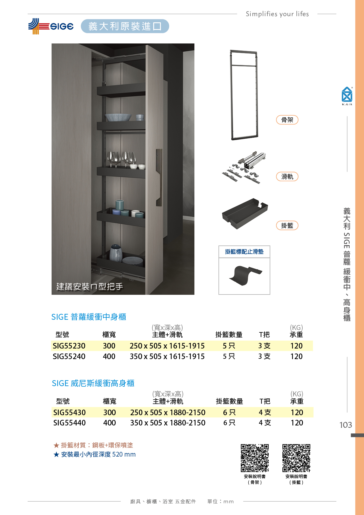 P90-115 義大利SIGE 廚具櫥櫃多功能五金