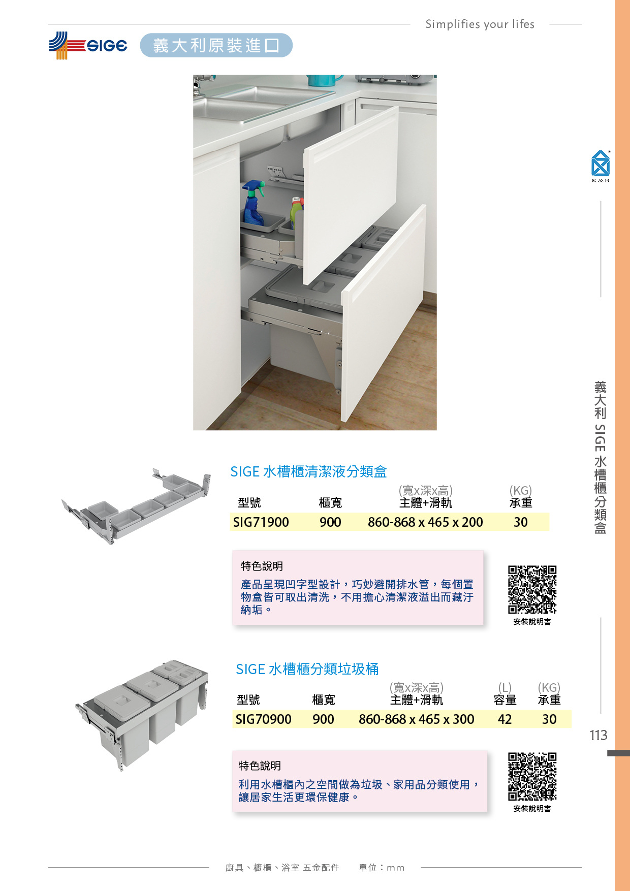 P90-115 義大利SIGE 廚具櫥櫃多功能五金