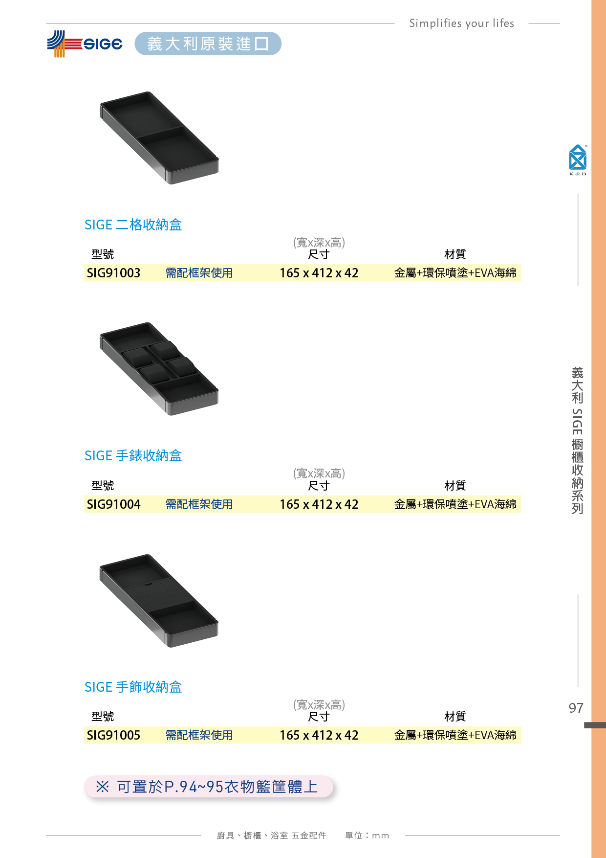 P.90~115 義大利 SIGE 廚具櫥櫃多功能五金